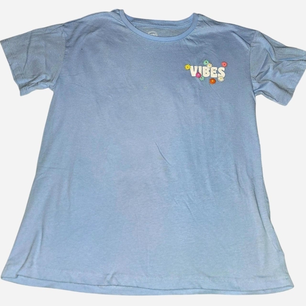 Wonder Nation Light Blue 'Vibes' Girls' T-Shirt